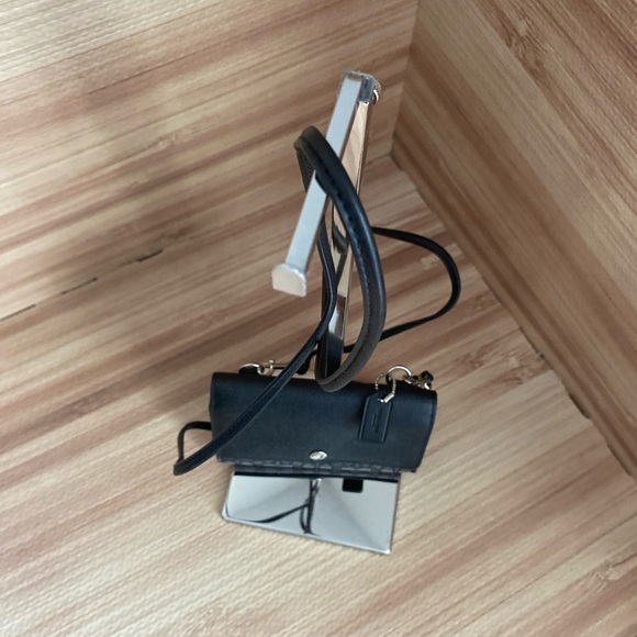 Coach Signature Crossbody Phone Wallet Bag Clutch Black Leather/ Canvas - Picture 7 of 13